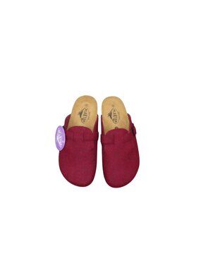 Plakton Red Felt Slip-On Clogs Size 11 EU 42 With Cork Footbed & Box